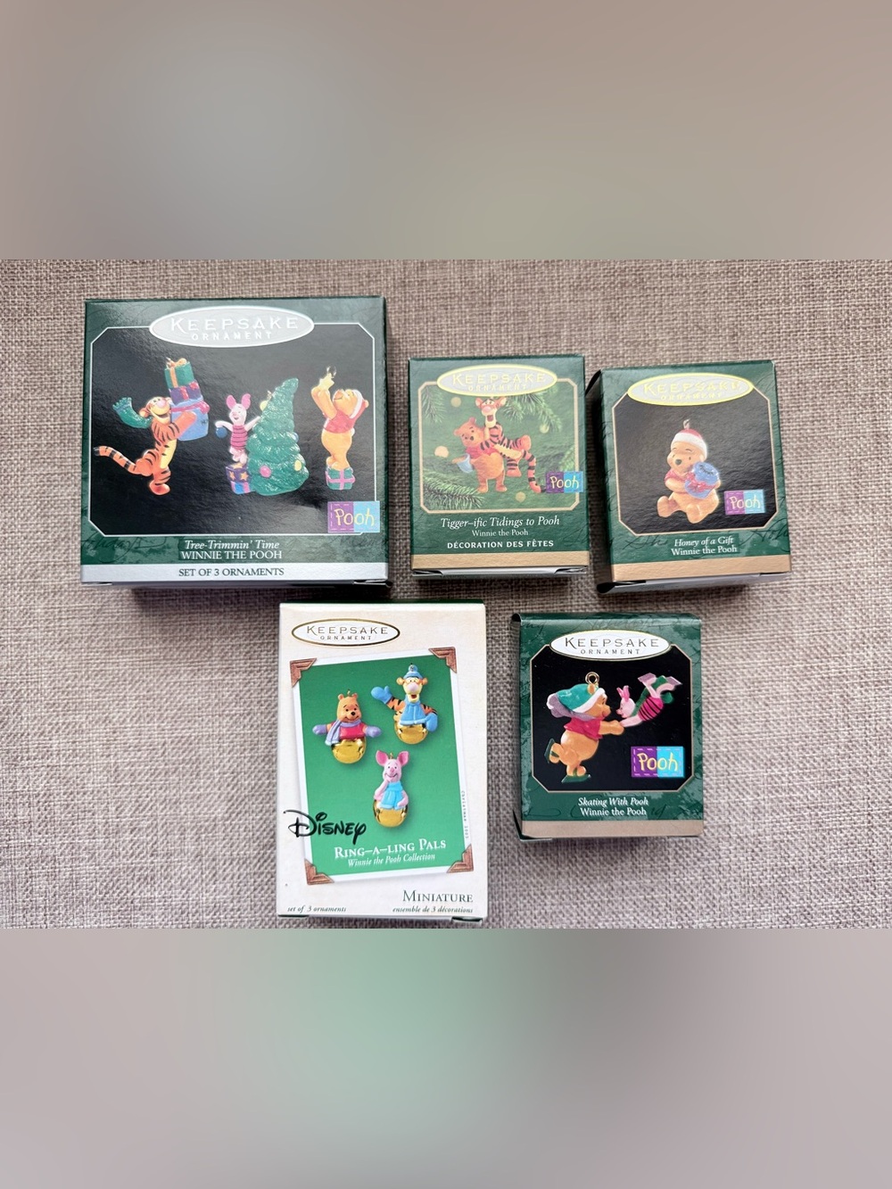 Vintage Hallmark Keepsake Winnie The Pooh Miniature Ornaments Lot of 5